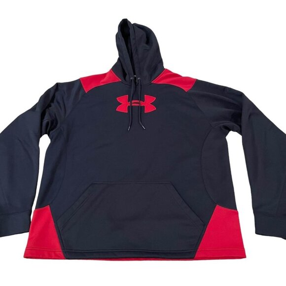 Under Armour Hoodie Sweatshirt Men’s Size Large Red Black Sports Fitness Gym - Picture 1 of 5